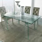 Mesa moderna completamente en vidrio templado transparente Atlanta Viadurini
