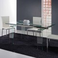 Mesa de comedor extensible Atlanta, fabricada íntegramente en vidrio templado