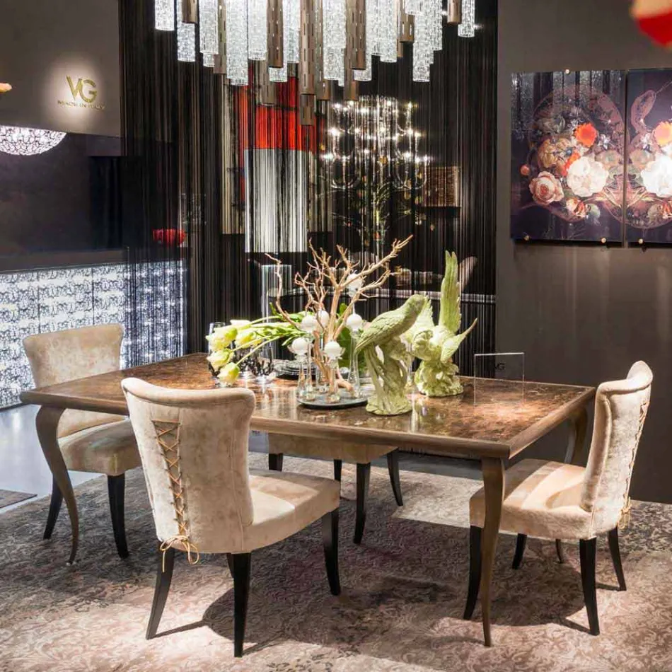 Tabla neoclásico con estructura de madera maciza y una tapa de mármol Adam Viadurini