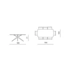 Mesa ovalada de 180x100 cm en cristal ahumado martillado y metal - Domus Viadurini