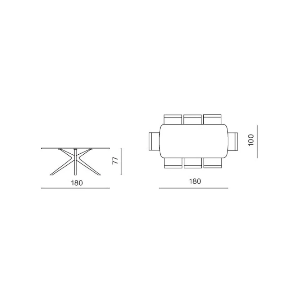 Mesa ovalada de 180x100 cm en cristal ahumado martillado y metal - Domus Viadurini