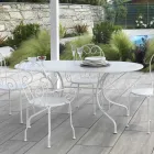 Mesa de jardín ovalada totalmente de metal - Archivo Viadurini