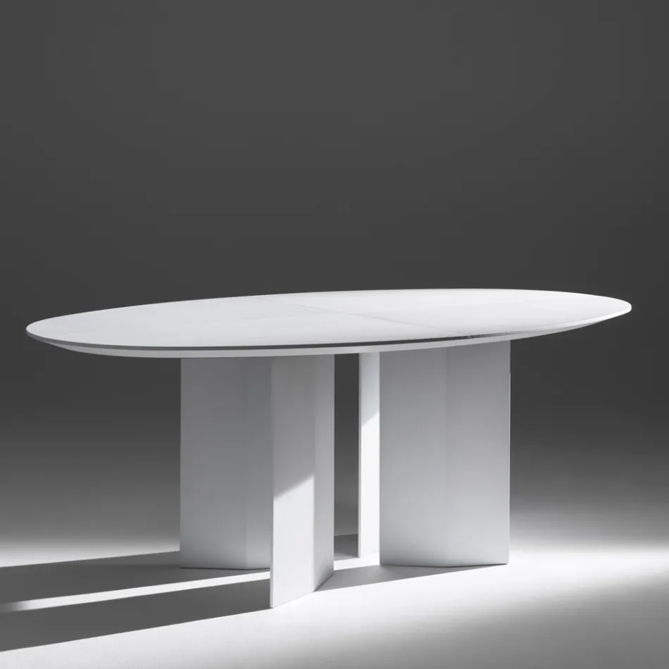 Mesa de comedor ovalada de contrachapado de fresno - Capricorn Viadurini