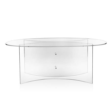 Mesa ovalada de plexiglás transparente fabricada en Italia - Gabriela Viadurini