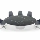 Mesa Ovalada Moderna en Mármol de Carrara o Marquinia Negro Made in Italy - Dollars Viadurini