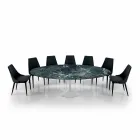 Mesa Ovalada Moderna en Mármol de Carrara o Marquinia Negro Made in Italy - Dollars Viadurini