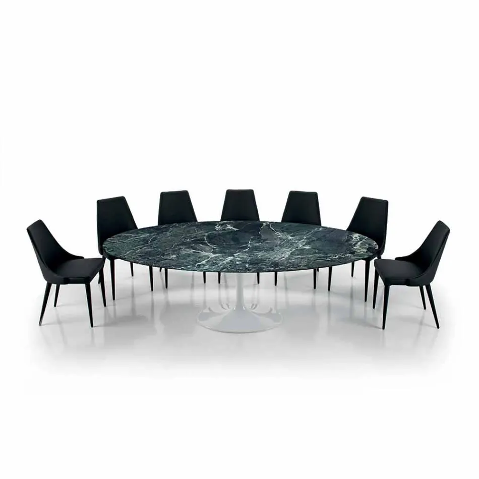 Mesa Ovalada Moderna en Mármol de Carrara o Marquinia Negro Made in Italy - Dollars Viadurini