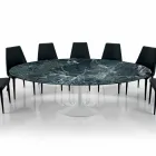 Mesa Ovalada Moderna en Mármol de Carrara o Marquinia Negro Made in Italy - Dollars Viadurini