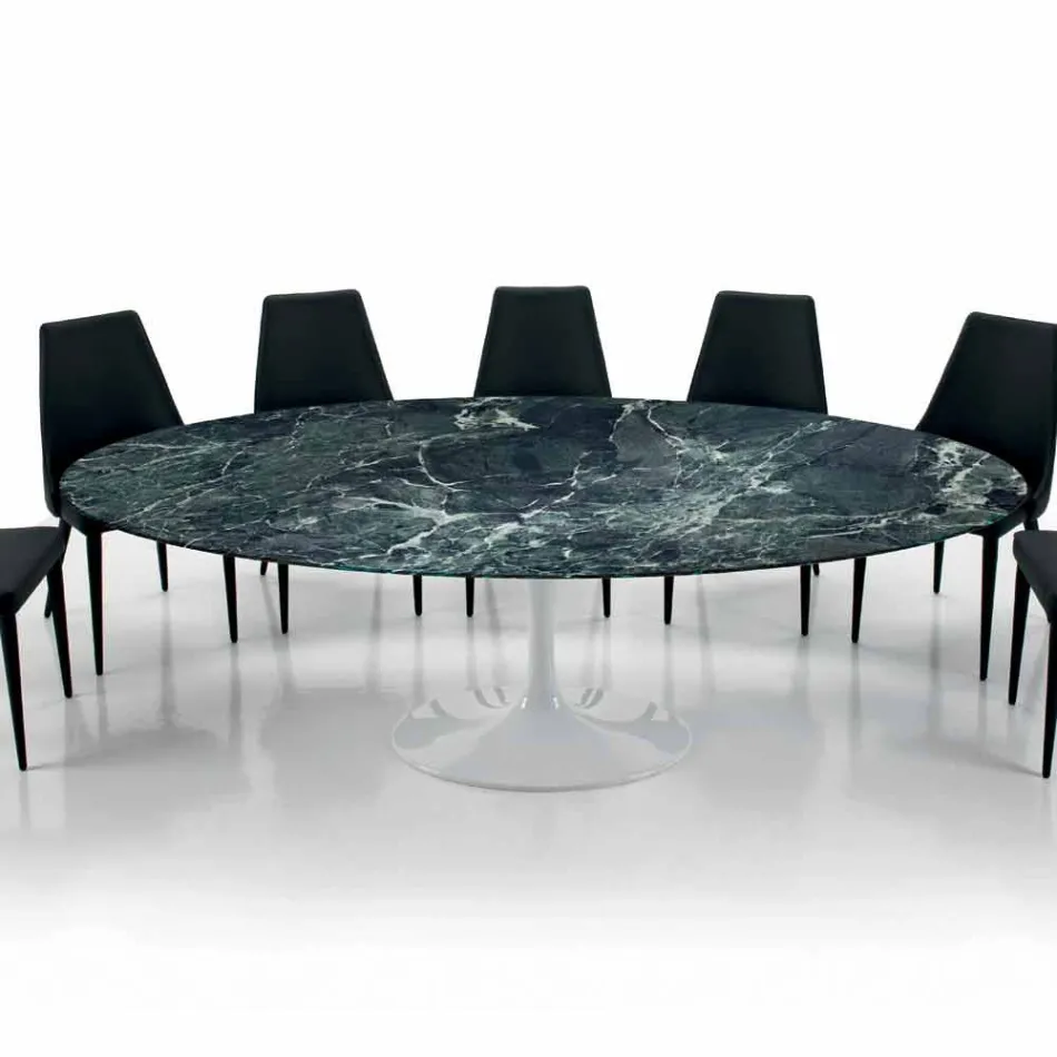Mesa Ovalada Moderna en Mármol de Carrara o Marquinia Negro Made in Italy - Dollars Viadurini