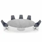 Mesa Ovalada Moderna en Mármol de Carrara o Marquinia Negro Made in Italy - Dollars Viadurini