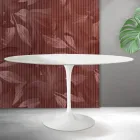 Mesa ovalada Tulip Saarinen de 74 cm de altura en cerámica Florim blanca mate - Scarlet Viadurini