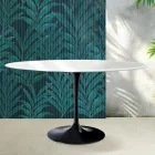 Mesa ovalada Tulip de Saarinen, 74 cm de altura, en cerámica Florim blanca brillante - Scarlet Viadurini