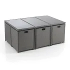 Mesa interior y exterior con 6 sillas con respaldo reclinable y 4 pufs - Venir Viadurini