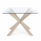 Mesa de comedor con tapa de cristal templado Homemotion - Denda Viadurini