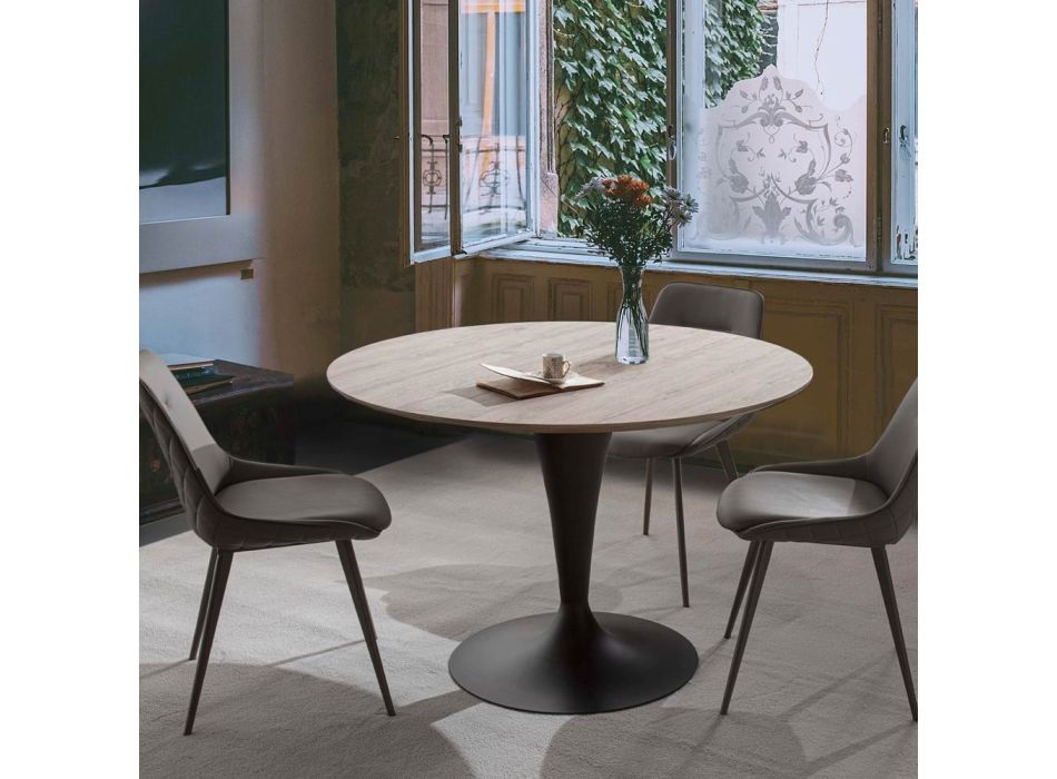 Mesa de comedor con tapa redonda extensible hasta 170 cm - Moreno Viadurini