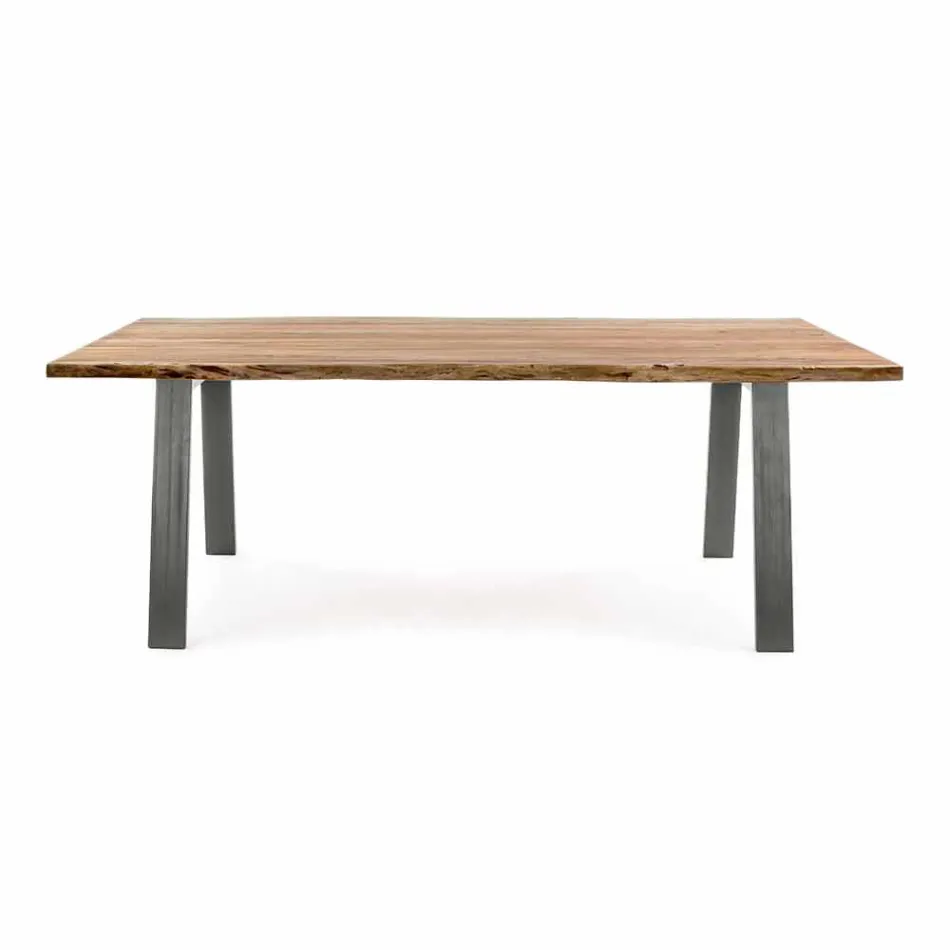 Mesa de comedor de diseño en madera y acero Homemotion - Cannes Viadurini