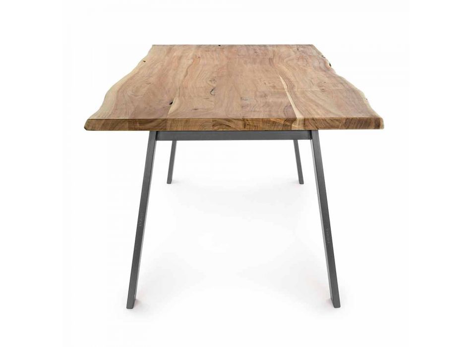 Mesa de comedor de diseño en madera y acero Homemotion - Cannes Viadurini