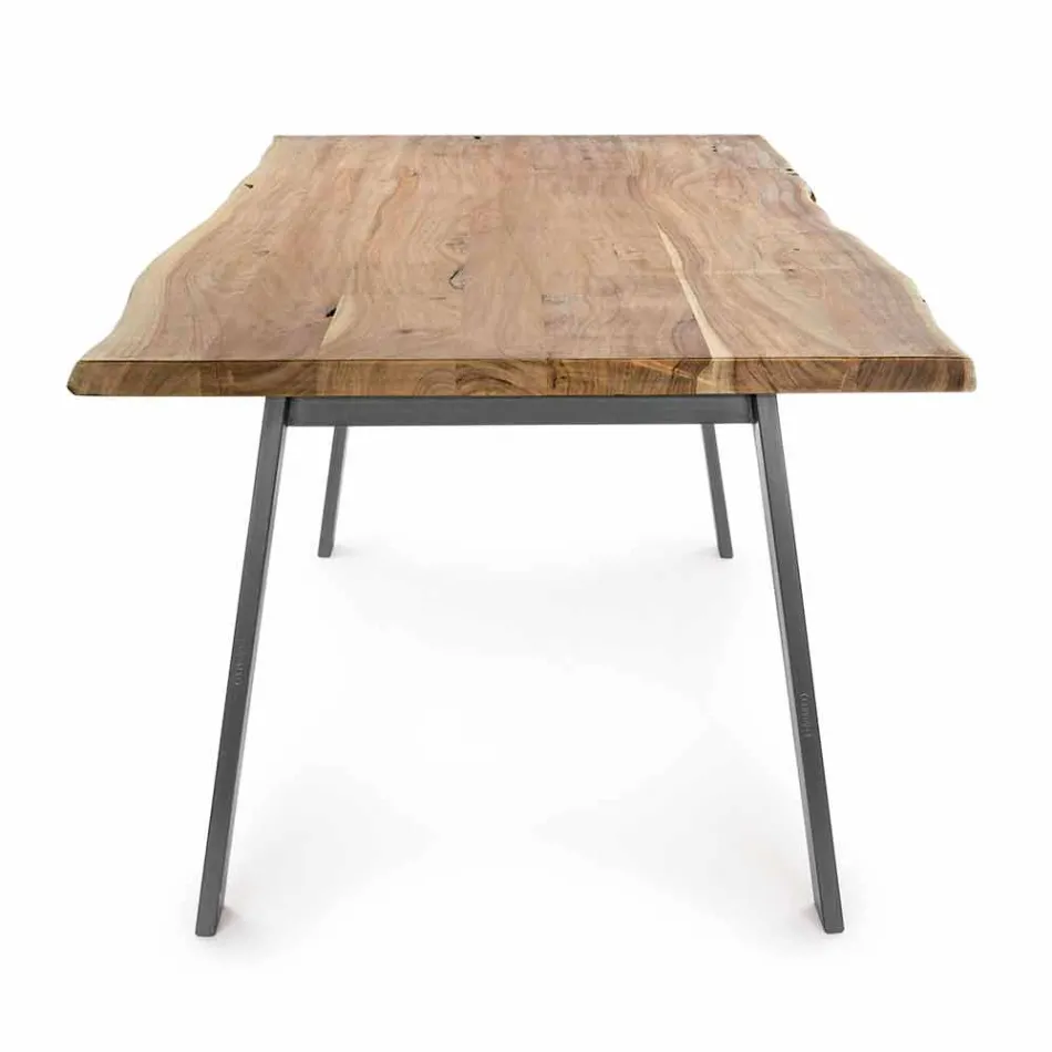 Mesa de comedor de diseño en madera y acero Homemotion - Cannes Viadurini