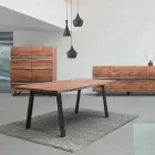 Mesa de comedor de diseño en madera y acero Homemotion - Cannes Viadurini