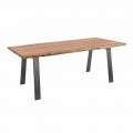 Mesa de comedor de diseño en madera y acero Homemotion - Cannes