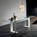 Tablero de mesa en cristal extraclaro y patas metálicas, calidad Made in Italy - Speck