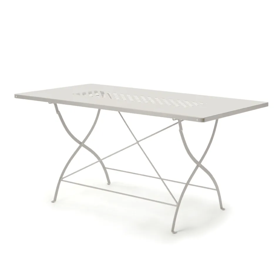 Mesa plegable de exterior de acero galvanizado Made in Italy - Selvaggia Viadurini