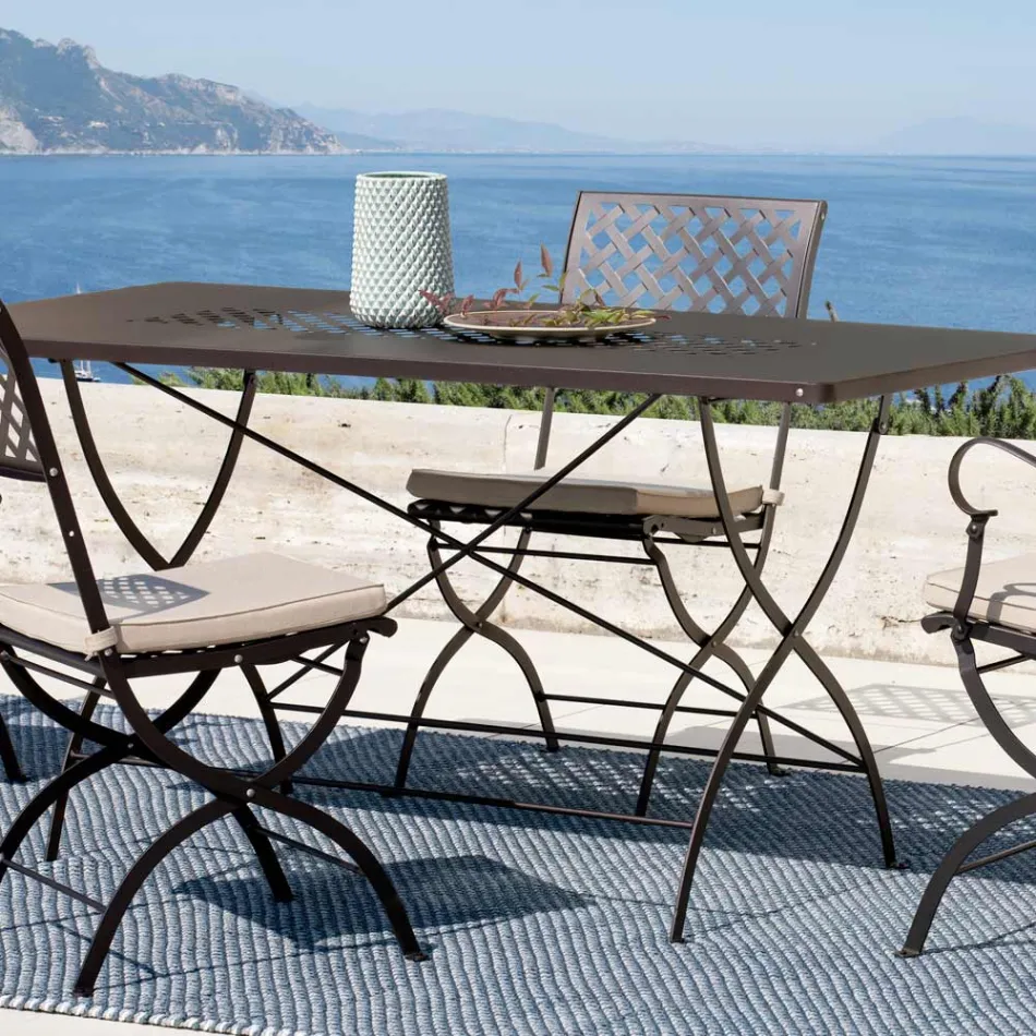 Mesa plegable de exterior de acero galvanizado Made in Italy - Selvaggia Viadurini