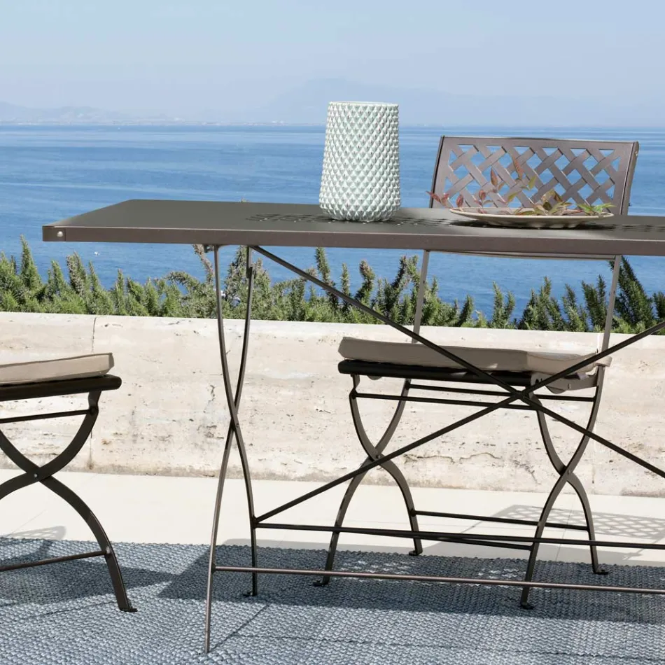 Mesa plegable de exterior de acero galvanizado Made in Italy - Selvaggia Viadurini