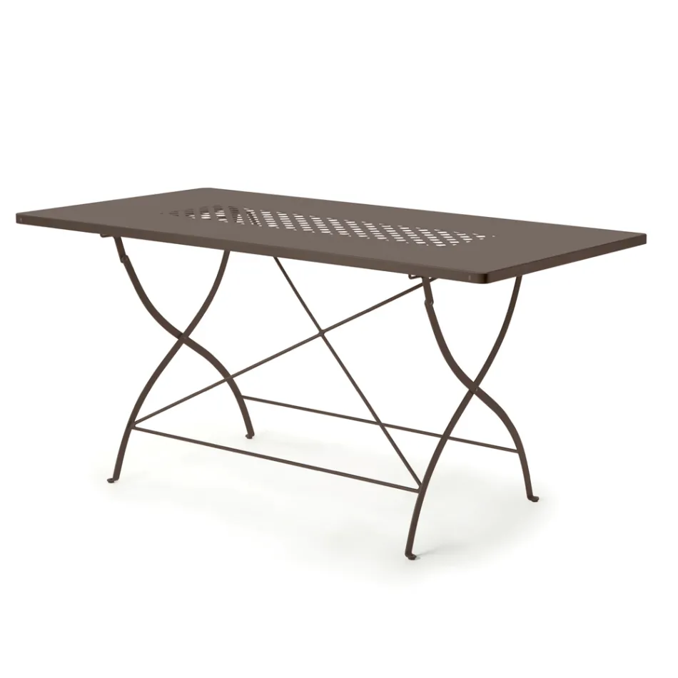 Mesa plegable de exterior de acero galvanizado Made in Italy - Selvaggia Viadurini
