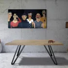 Mesa Plateada en Roble Masellato Anudado y Metal Made in Italy - Luanda Viadurini