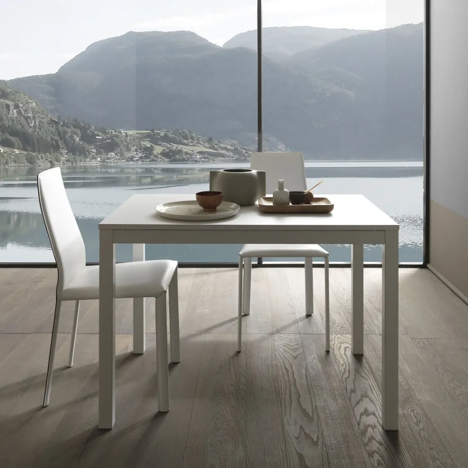 Mesa de Comedor Extensible 190 cm Metal y Madera Made in Italy - Euclidean Viadurini