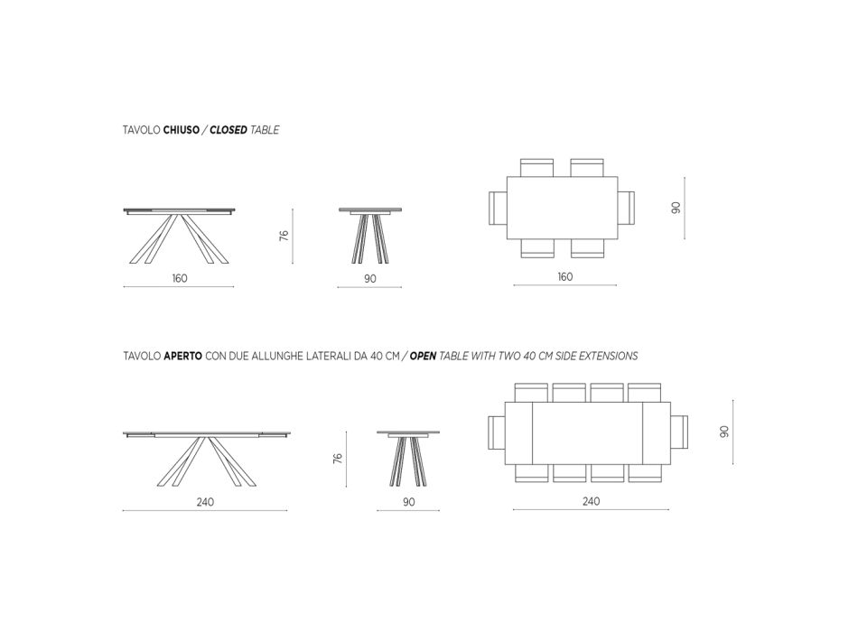 Mesa de Comedor Extensible a 240 cm Efecto Mármol y Estructura Metálica – Yvan Viadurini