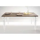 Mesa de comedor extensible hasta 255 cm en plexiglás y madera Made in Italy - Francoise Viadurini