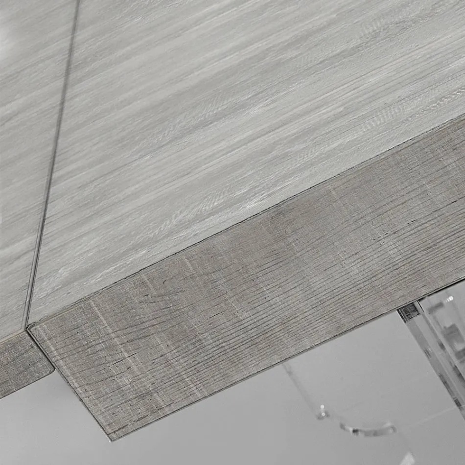 Mesa de comedor extensible hasta 255 cm en plexiglás y madera Made in Italy - Francoise Viadurini