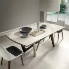 Mesa de comedor extensible a 294 cm de cerámica pulida y poliuretano - Stalto Viadurini