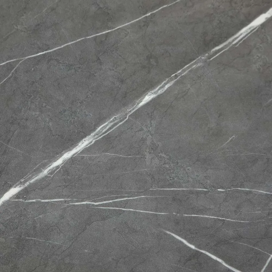 Mesa de Comedor Extensible Hasta 165 cm en Acero y Madera Melamina - Veneto Viadurini