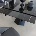 Mesa de Comedor Extensible Hasta 270 cms con Sobre de Cristal Cerámico - Trasimeno Viadurini