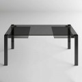 Mesa de comedor extensible hasta 280 cm con tapa de cristal Made in Italy - Melo