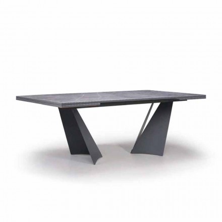 Mesa de comedor extensible hasta 294 cm en gres y metal Made in Italy - Nuzzio Viadurini