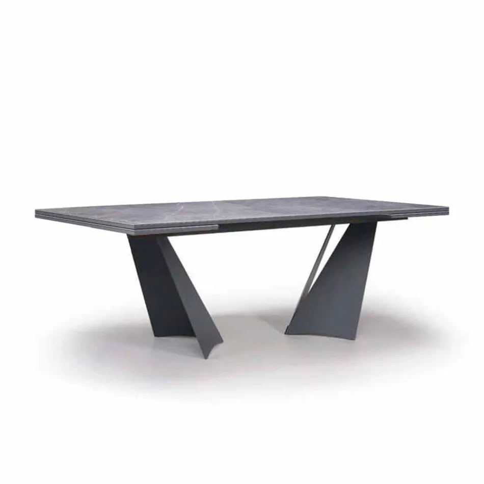 Mesa de comedor extensible hasta 294 cm en gres y metal Made in Italy - Nuzzio Viadurini