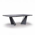 Mesa de comedor extensible hasta 294 cm en gres y metal Made in Italy - Nuzzio