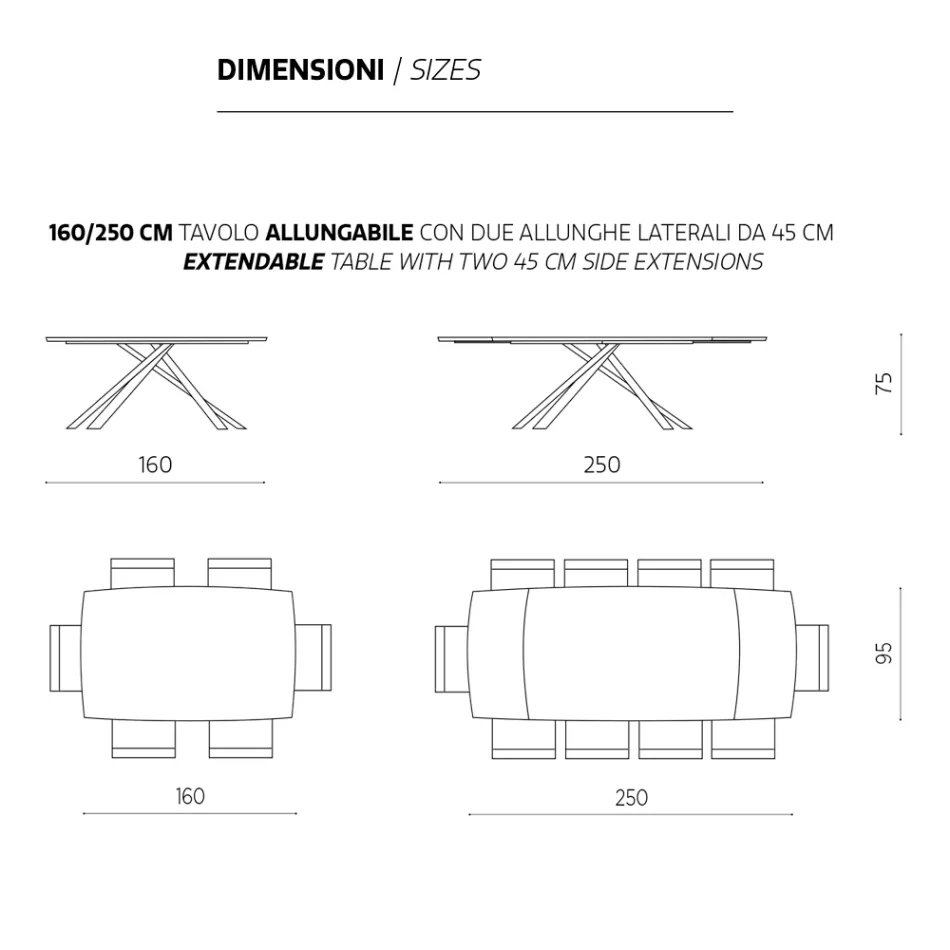 Mesa de comedor extensible hasta 300 cm en roble Made in Italy - Antonino Viadurini
