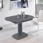 Mesa de comedor extensible de vidrio y símil piel, L120 / 180xP90cm, Lelia Viadurini