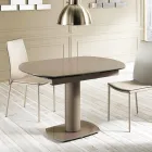 Mesa de comedor extensible de vidrio y símil piel, L120 / 180xP90cm, Lelia Viadurini