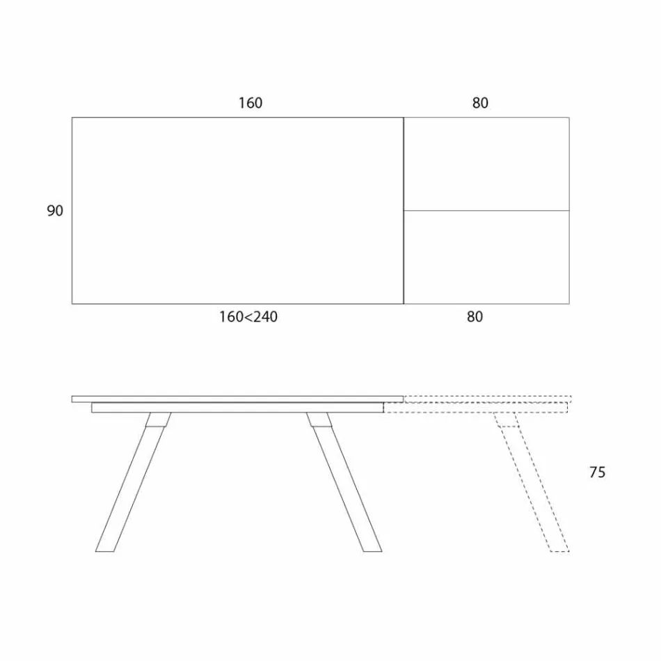 Mesa de comedor extensible con tapa de cerámica hasta 2,8 m Made in Italy - Paoluccio Viadurini