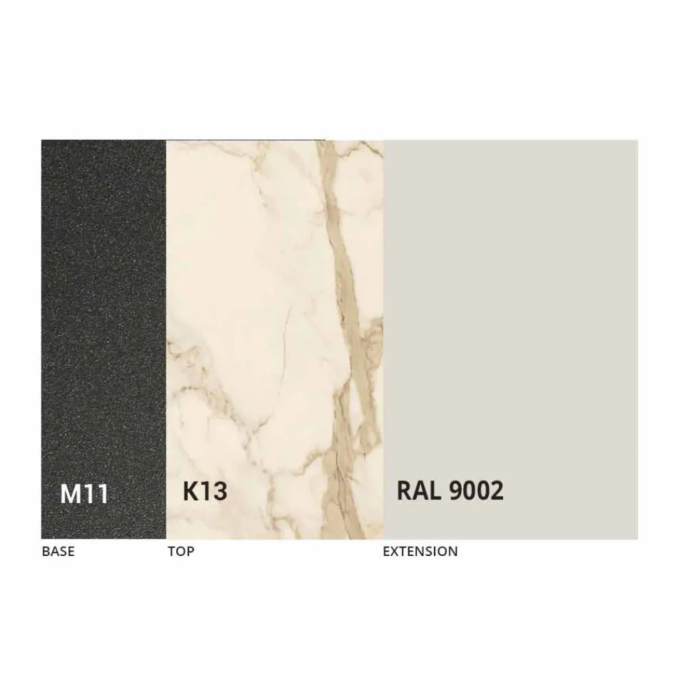 Mesa de comedor extensible con tapa de cerámica hasta 2,8 m Made in Italy - Paoluccio Viadurini