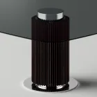 Mesa de Comedor con Tapa Cuadrada de Vidrio y Base de Madera Made in Italy - Kuadro Viadurini