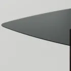 Mesa de Comedor con Tapa Cuadrada de Vidrio y Base de Madera Made in Italy - Kuadro Viadurini