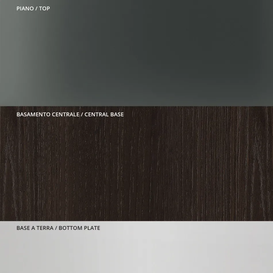 Mesa de Comedor con Tapa Cuadrada de Vidrio y Base de Madera Made in Italy - Kuadro Viadurini