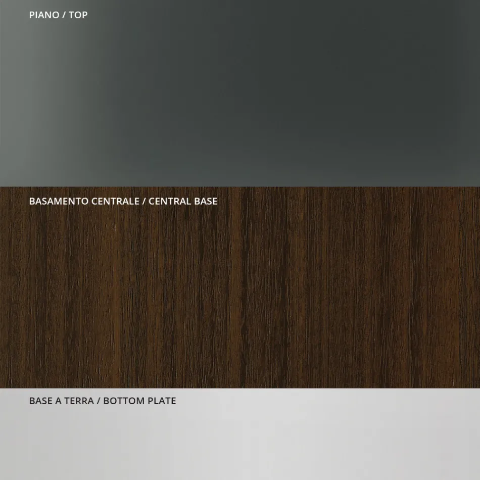 Mesa de Comedor con Tapa Cuadrada de Vidrio y Base de Madera Made in Italy - Kuadro Viadurini